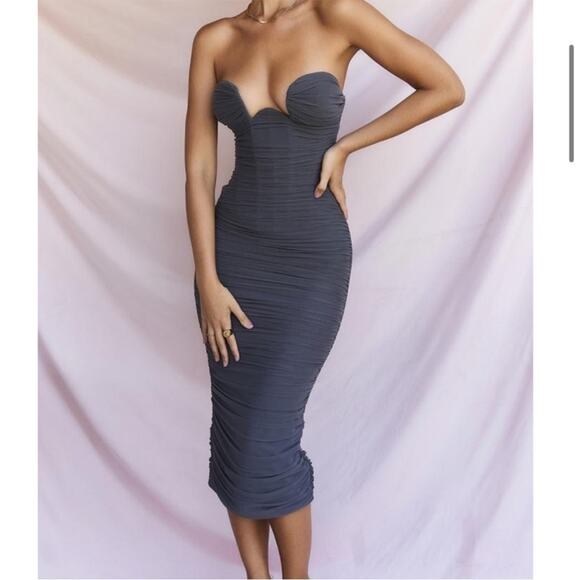 NWOT House of CB Cindy Ruched Strapless Dress Sz S - Picture 1 of 9